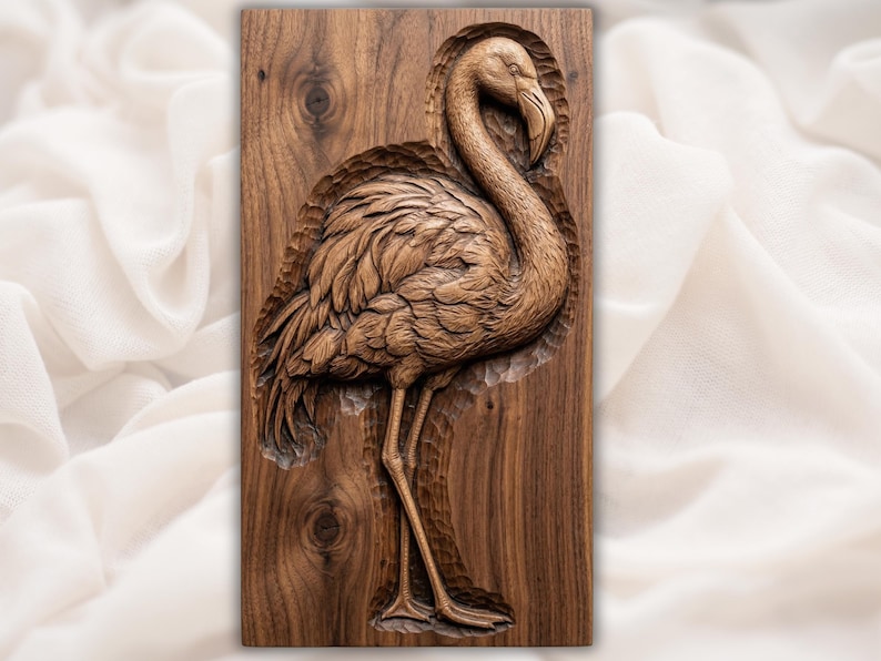 Standing Flamingo STL bas-relief STL