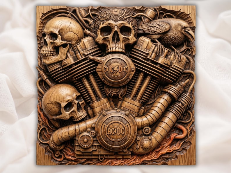 Steampunk Skull Engine STL bas-relief STL