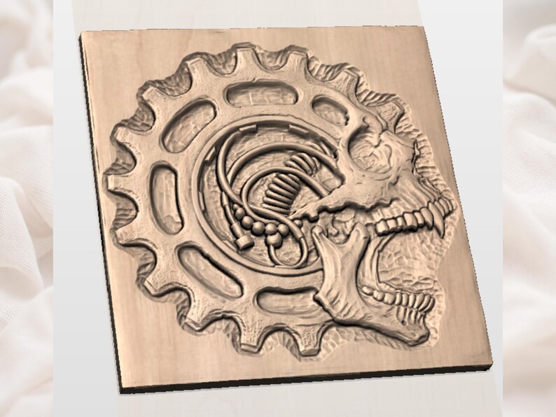 Steampunk Skull STL view 2