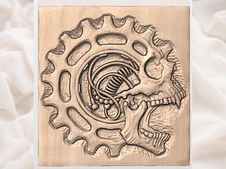Steampunk Skull STL view 3