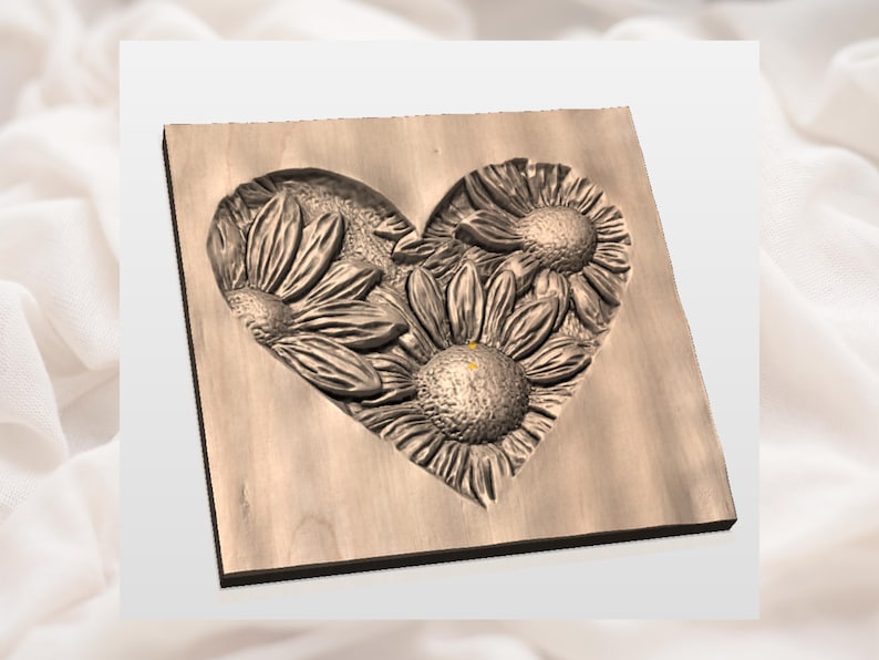 Sunflower Heart 3D Relief STL File view 2