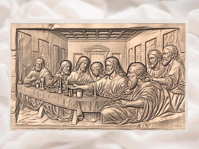 The Last Supper 3D Relief STL view 3