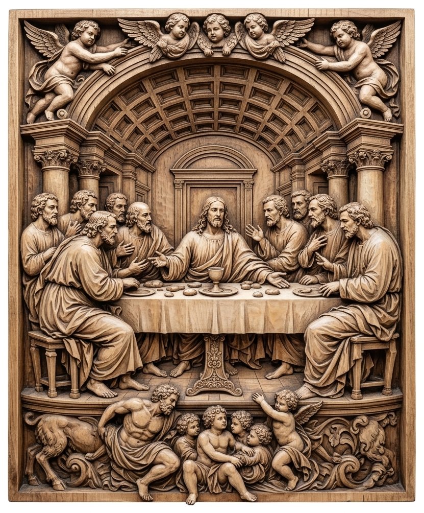 The Last Supper Sacred Christian Wall Art CNC Relief STL bas-relief STL design