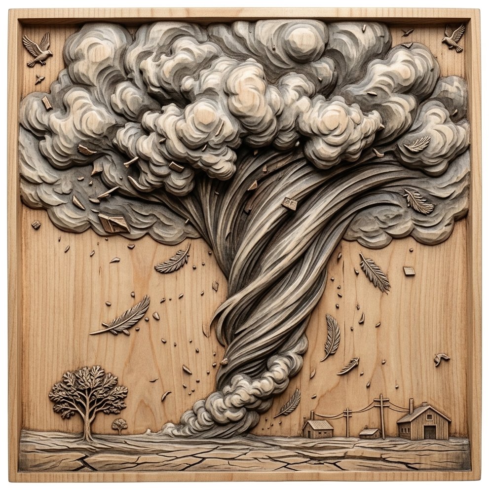 Tornado Twister Farm Storm Scene CNC Relief STL bas-relief STL design