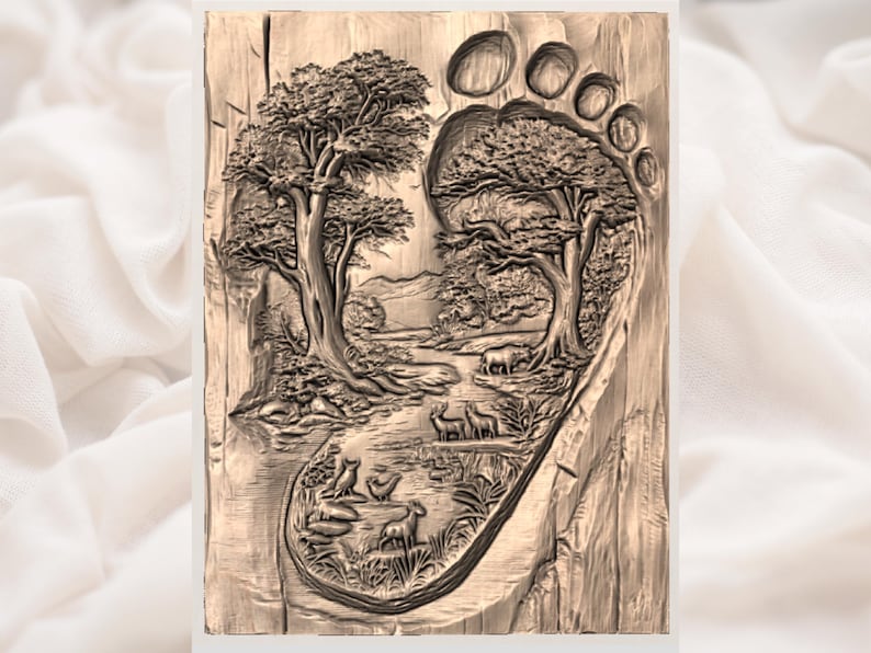 Traveler Footprint 3D Relief STL File view 2