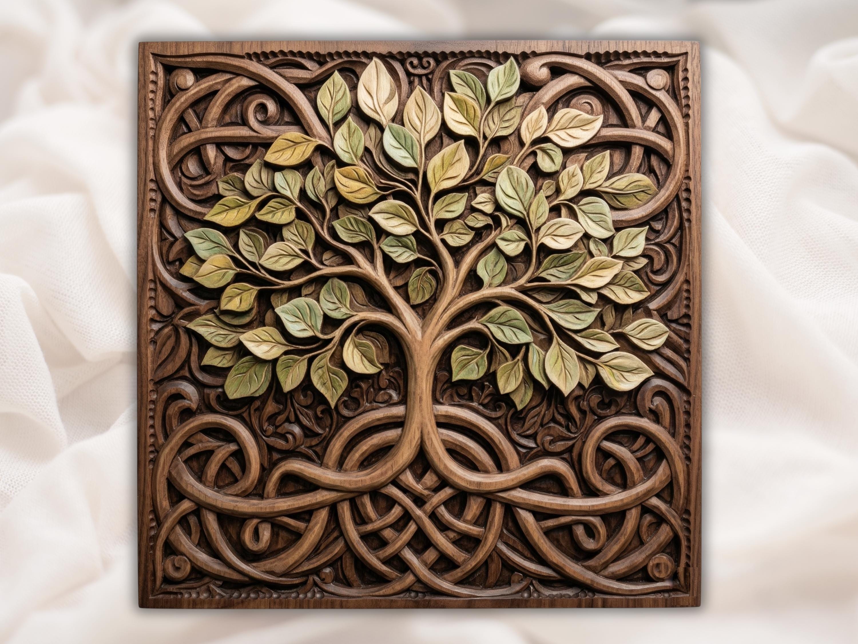 Celtic Tree of Life with Knotwork Roots Bas-Relief STL bas-relief STL design