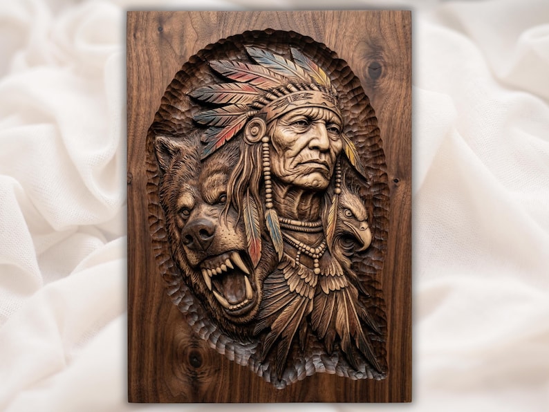 Tribal Chief STL bas-relief STL design
