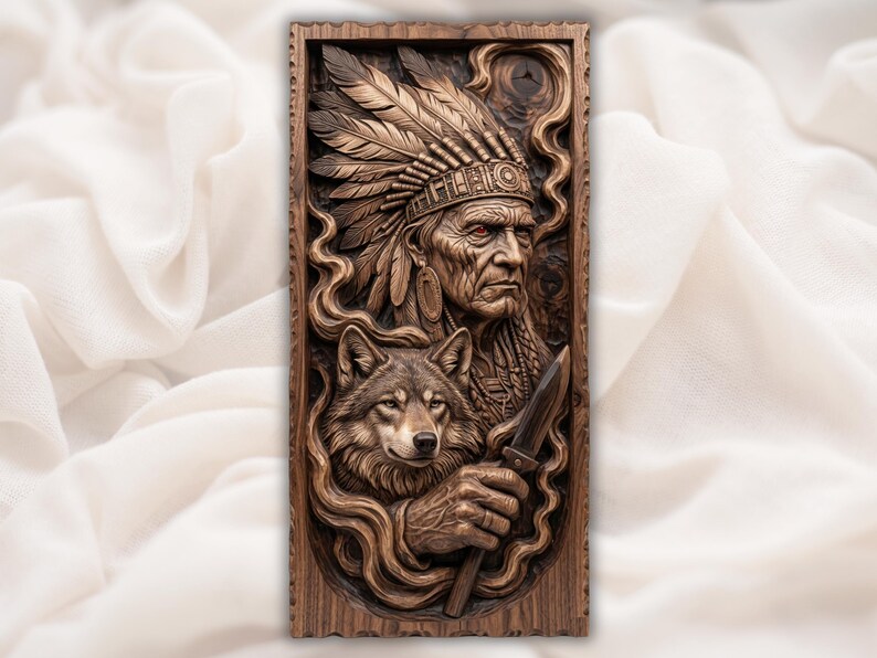 Tribal Chief STL bas-relief STL