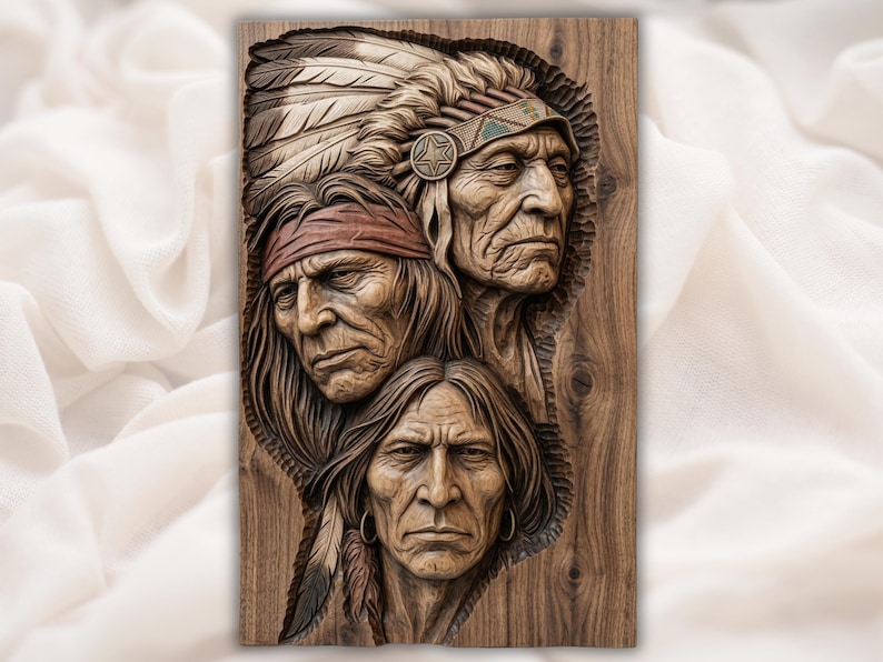 Tribal Elder Faces STL bas-relief STL