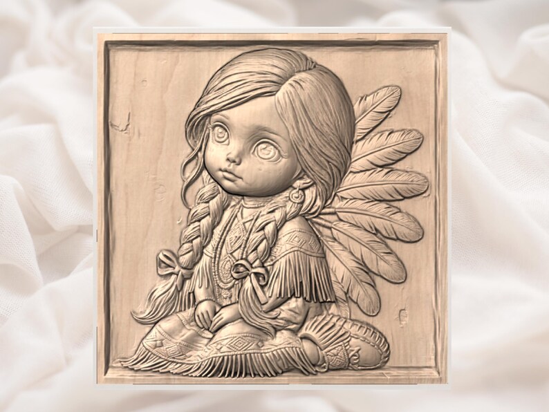 Tribal Girl 3D Relief STL view 3