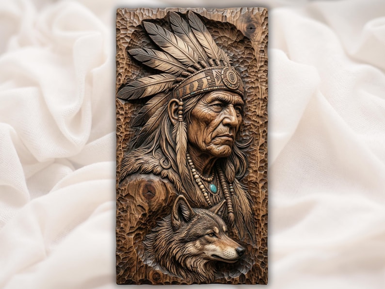 Tribal Native Elder STL bas-relief STL