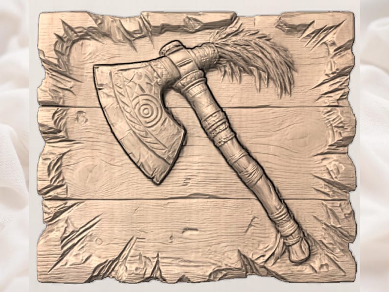 Tribal Tomahawk Axe STL view 3