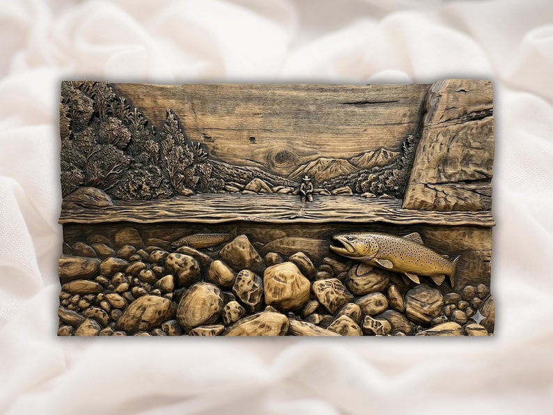 Trout River Cutaway 3D Relief STL bas-relief STL