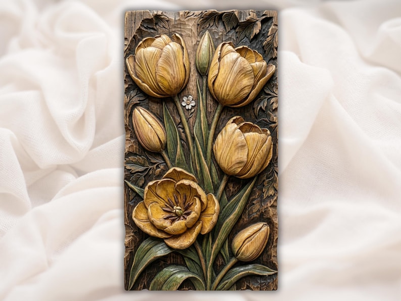Tulip Flower STL bas-relief STL design