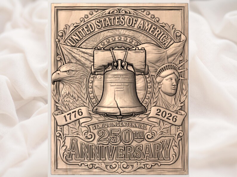 America 250th Anniversary 3D Relief STL view 3