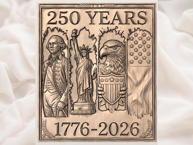 USA 250 Years Relief STL view 3