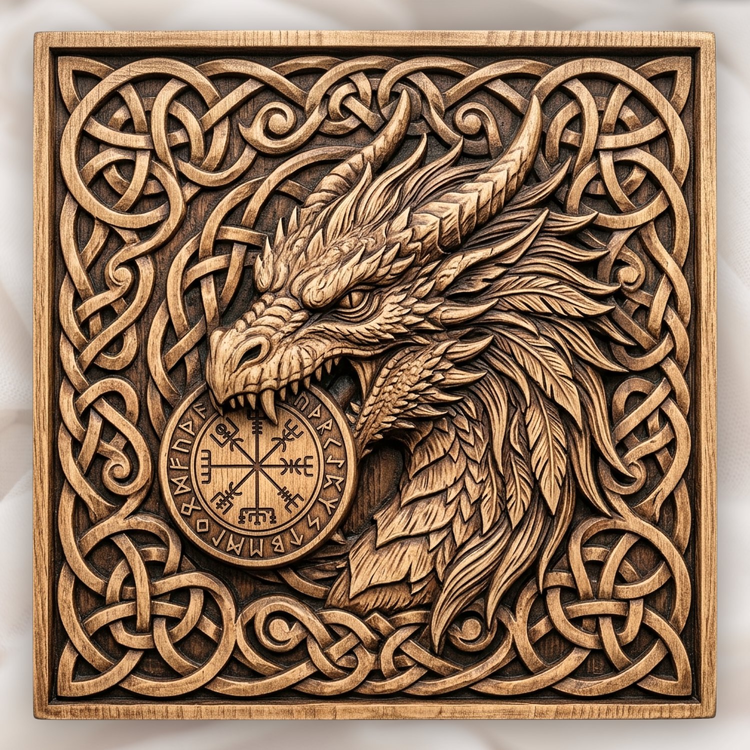 Viking Dragon Vegvisir Compass CNC Relief STL