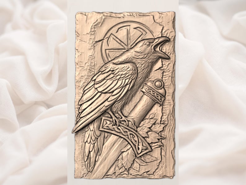 Viking Raven Relief STL view 3