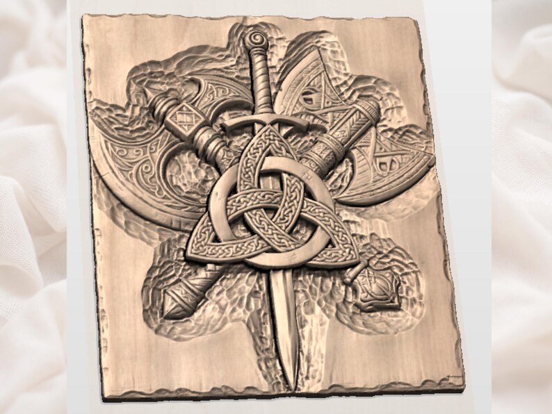 Viking Triquetra Sword STL view 2