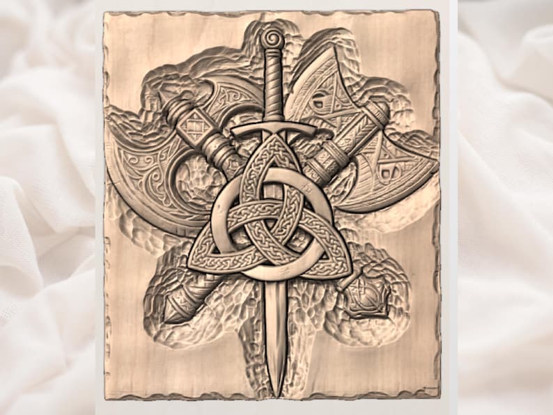Viking Triquetra Sword STL view 3