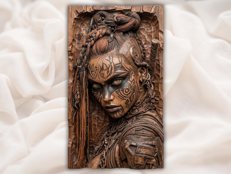 Viking Warrior Woman 3D Relief STL bas-relief STL