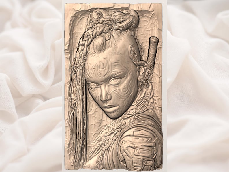 Viking Warrior Woman 3D Relief STL view 2