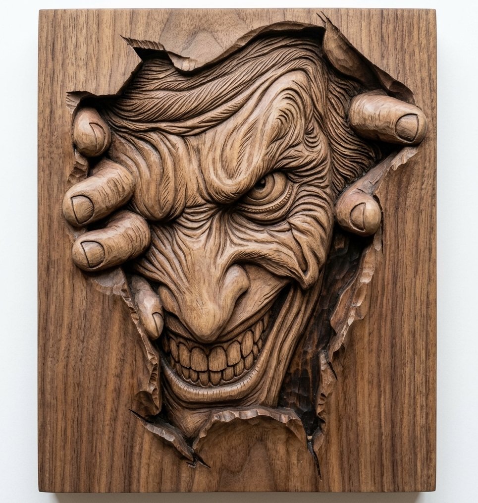 Villainous Madness Character CNC Relief STL view 2
