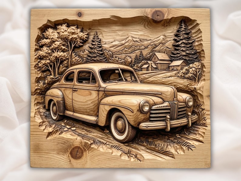 Vintage Car STL bas-relief STL