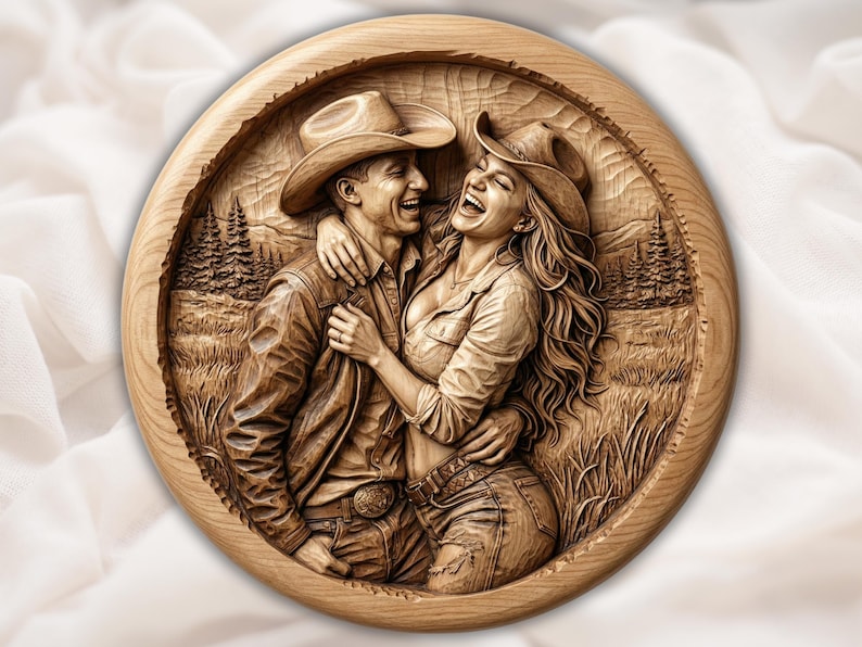 Western Couple 3D Relief STL bas-relief STL design