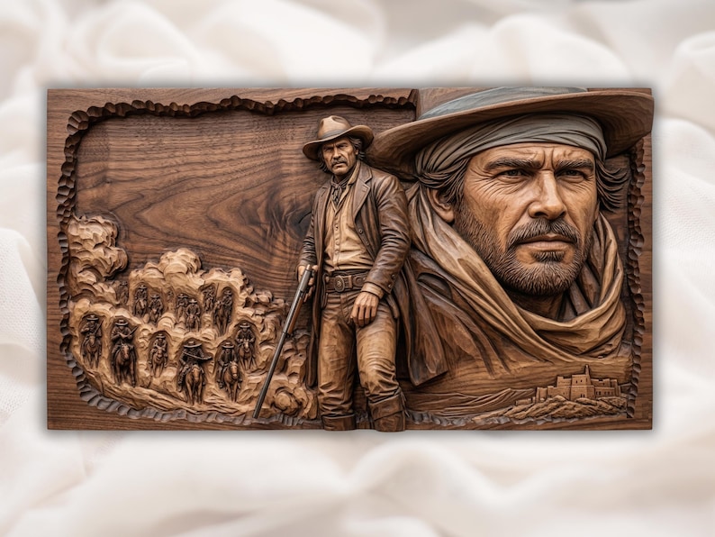Western Cowboy Gunslinger STL bas-relief STL design