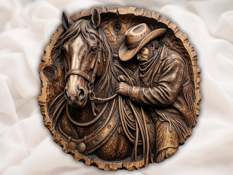 Western Cowboy Horse STL bas-relief STL
