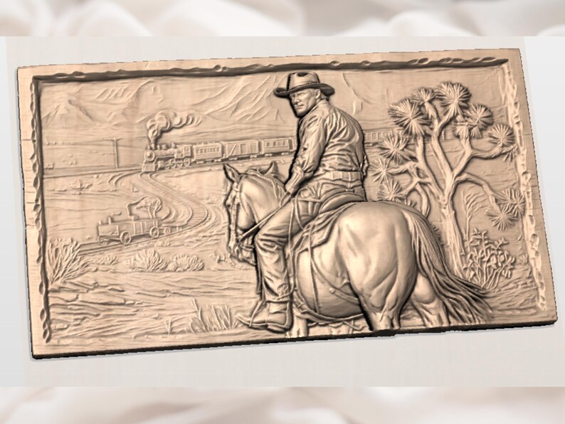 Western Cowboy on Horse STL view 3