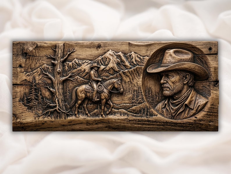 Western Cowboy Relief STL bas-relief STL