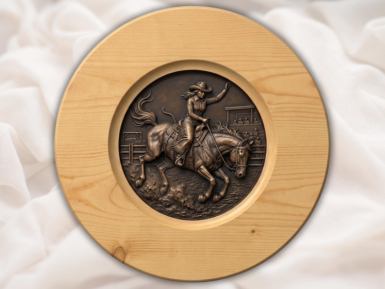 Western Cowgirl Horse 3D Bas Relief STL bas-relief STL