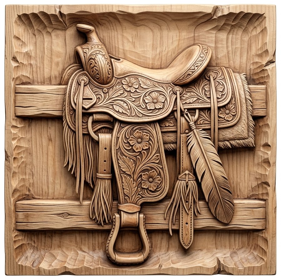 Western Heritage Saddle Bas Relief bas-relief STL design