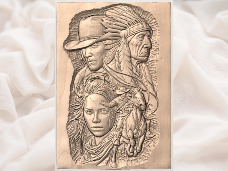 Western Native Collage STL view 2