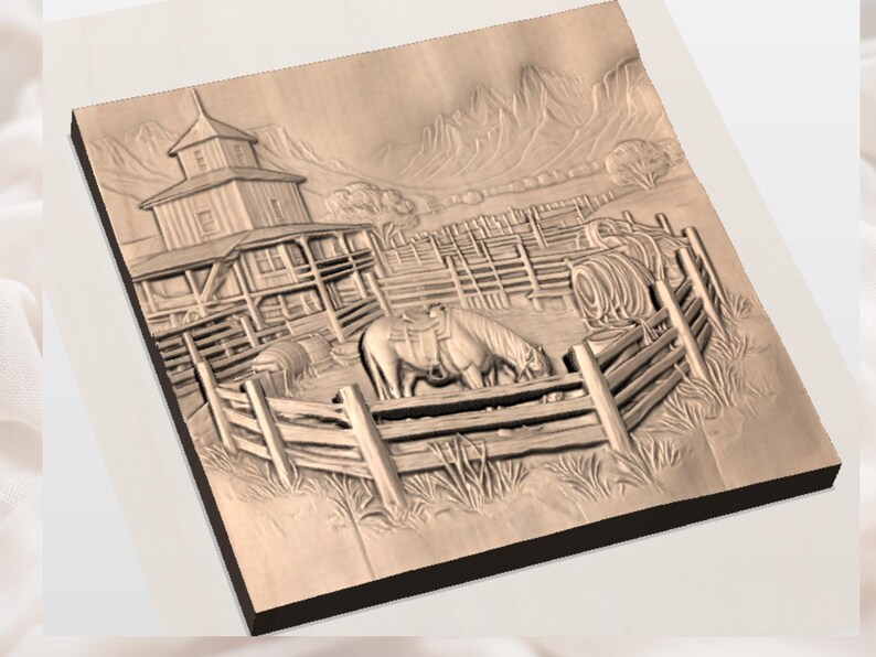 Western Ranch Horse STL Relief view 2