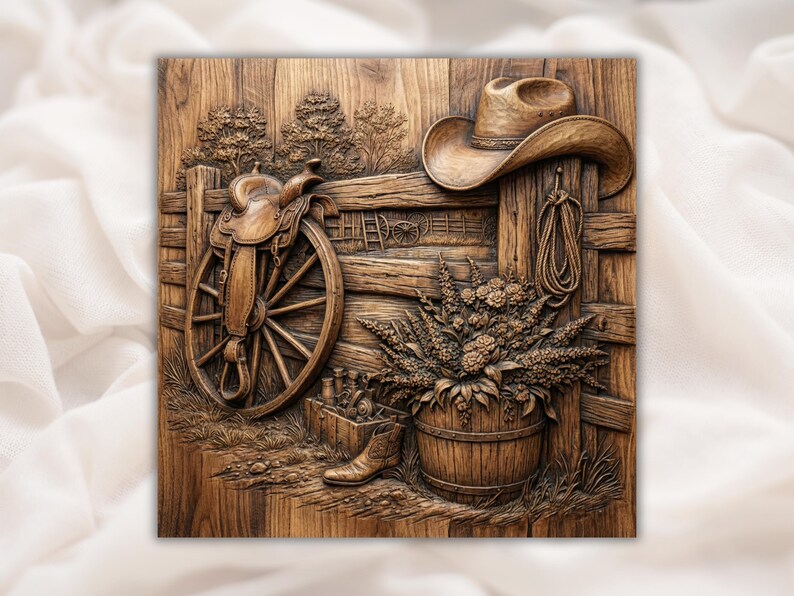 Western Ranch Saddle 3D Relief STL bas-relief STL