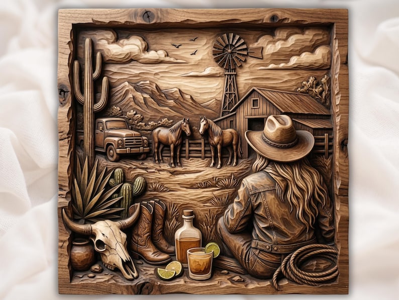 Western Ranch STL bas-relief STL