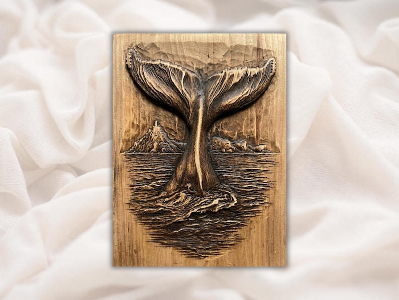 Whale Tail 3D Relief STL bas-relief STL design