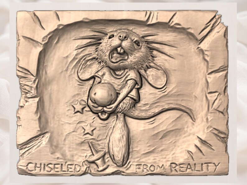Whimsical Mouse Relief STL view 3