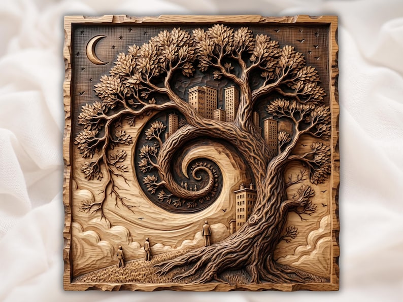 Whimsical Tree of Life 3D Relief STL bas-relief STL