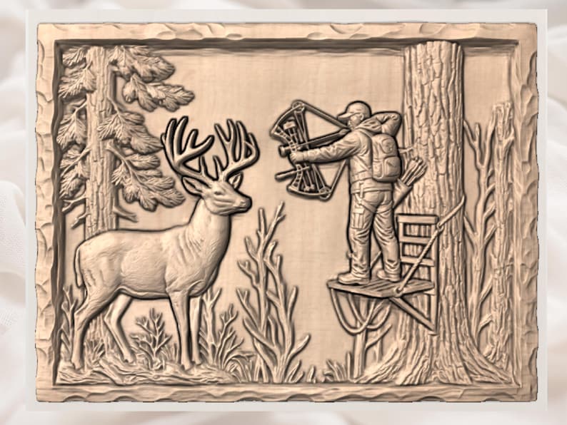 Whitetail Deer Hunting Relief STL view 3