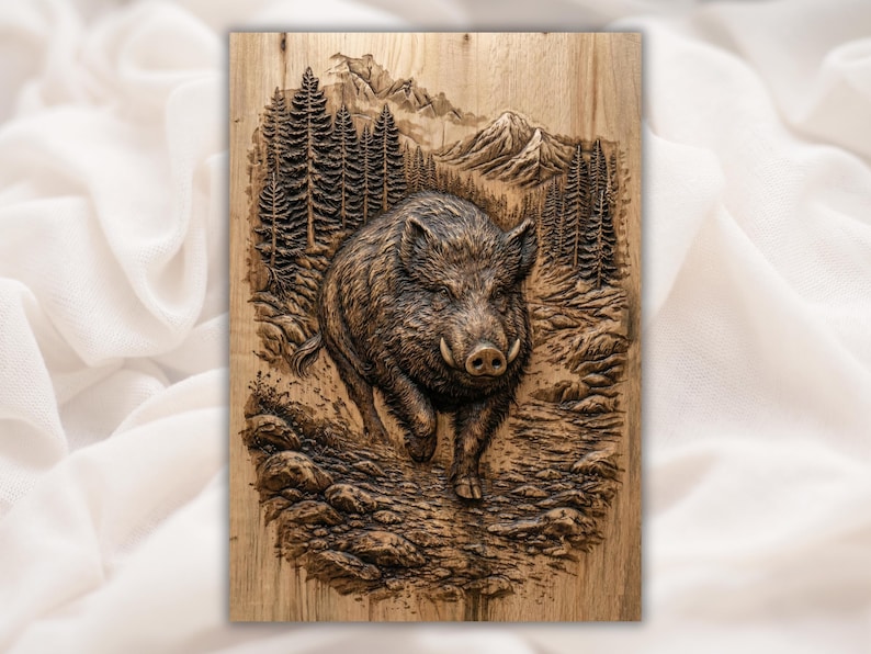Wild Boar 3D Relief STL bas-relief STL