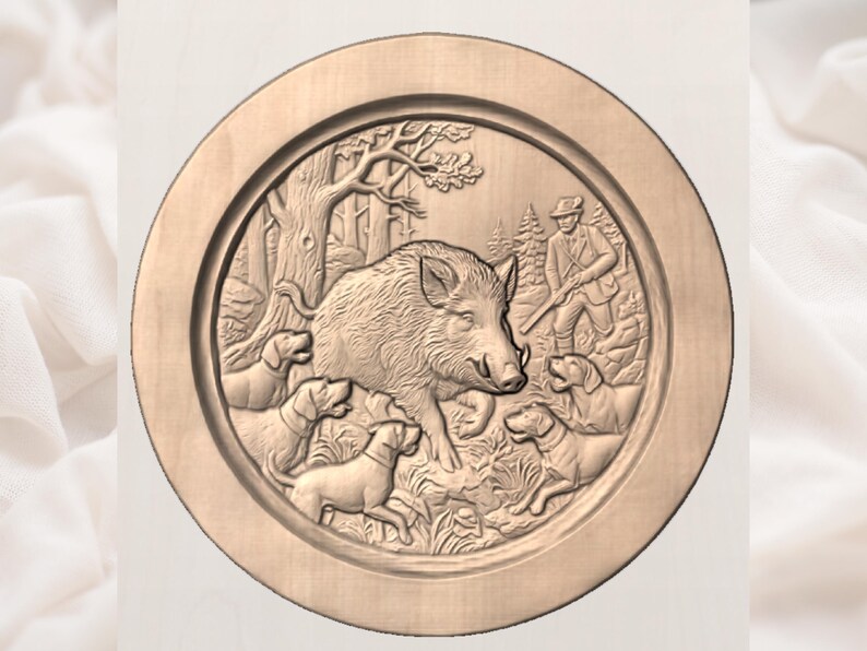 Wild Boar Hunt Relief STL view 3
