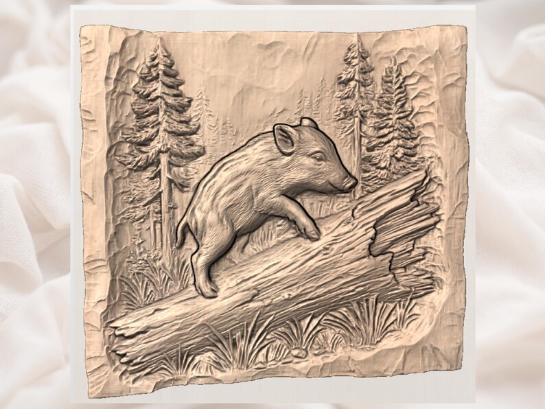 Wild Boar Piglet 3D STL Relief view 2