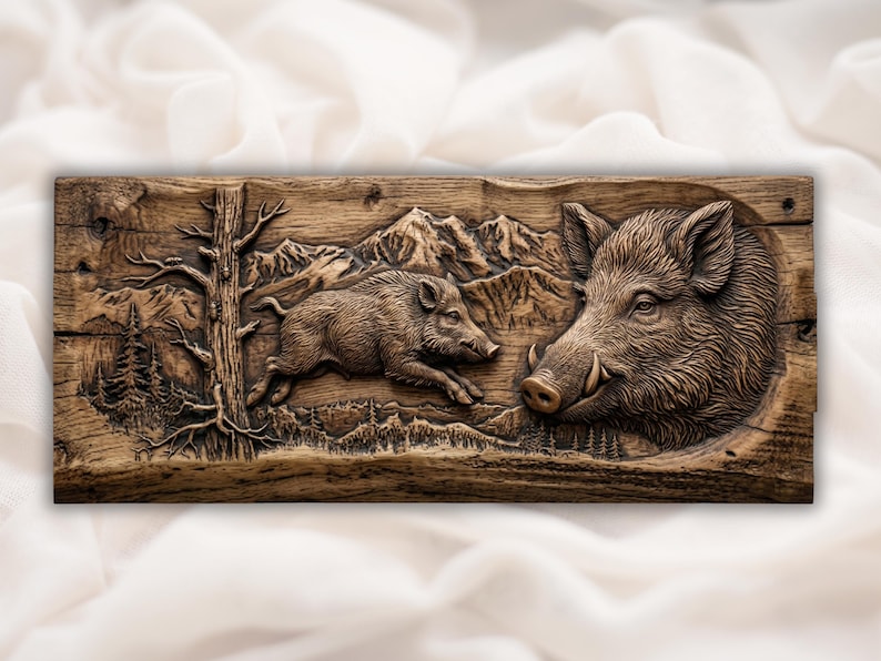 Wild Boar Relief STL bas-relief STL