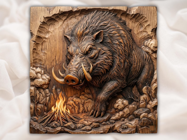Wild Boar STL bas-relief STL