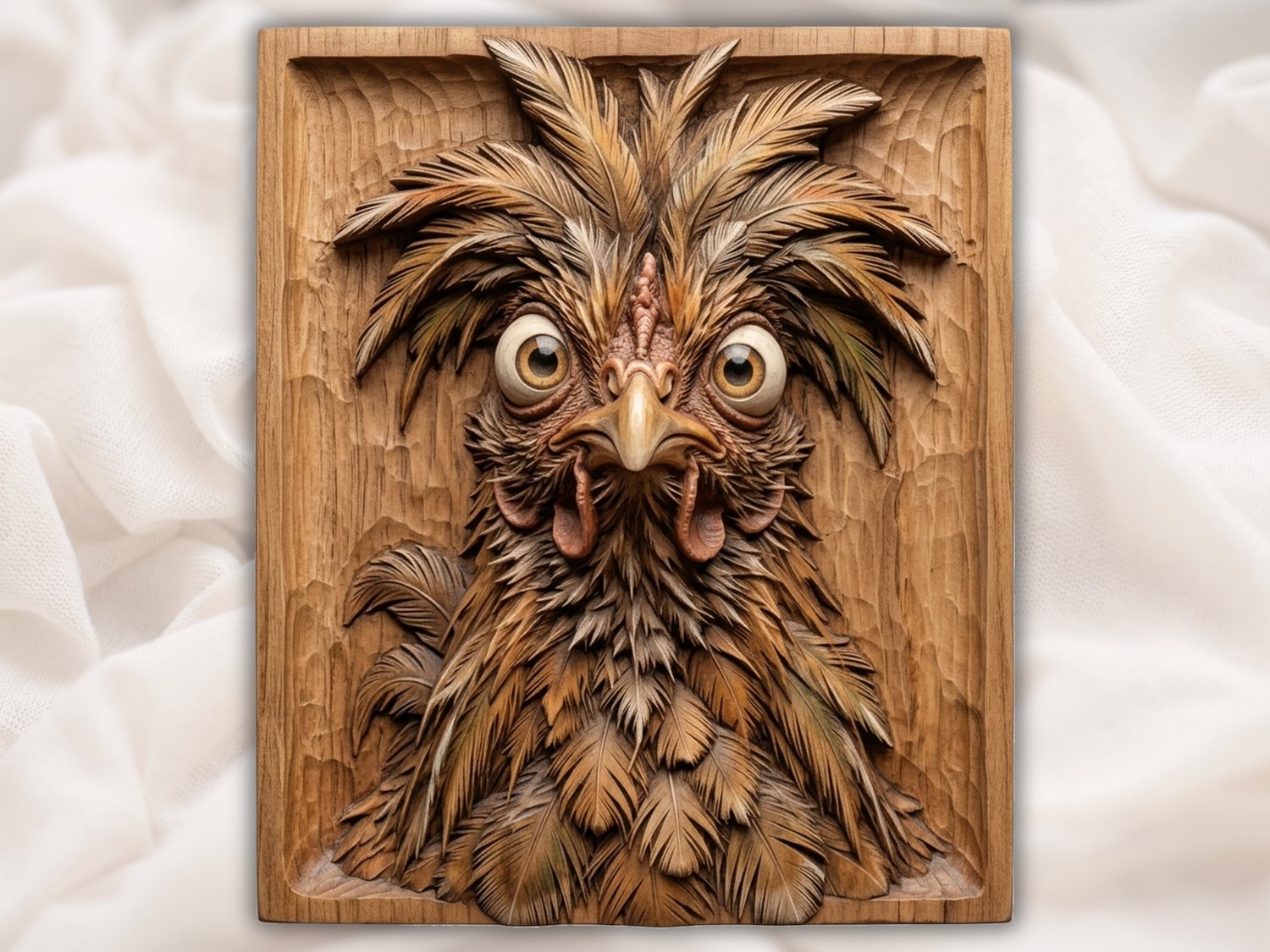 Wild Expressive Rooster Wall Art CNC Relief STL bas-relief STL design