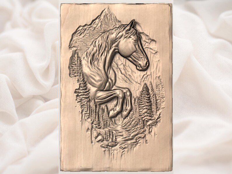Wild Horse 3D Relief STL view 3